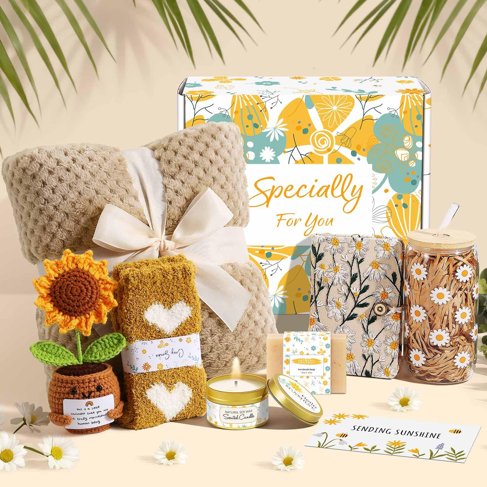 Comfort & Joy Gift Box for Women with Daisy Cup and Cozy Blanket