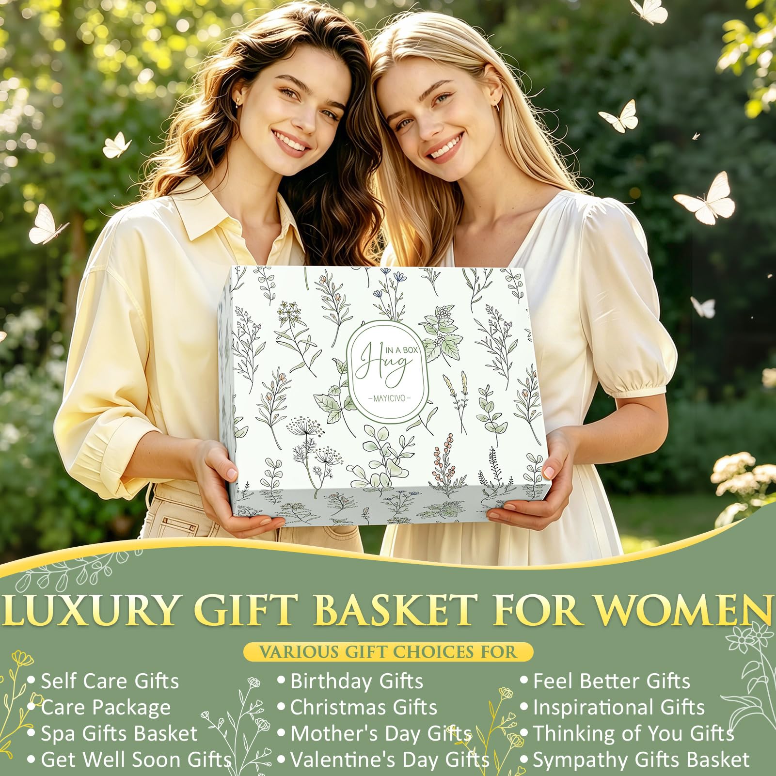 Birthday Gift Basket for Women with Blanket, Tumbler, Candle, Hand Cream & Spa Self-Care Essentials.