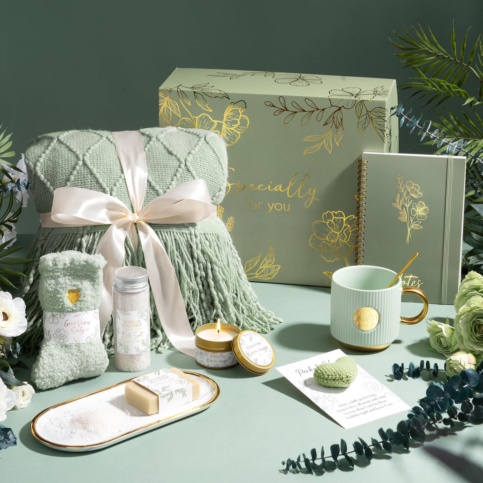 Luxury Self Care Gift Basket for Women – Premium Spa Gift Set with Blanket, Candle & Cozy Essential