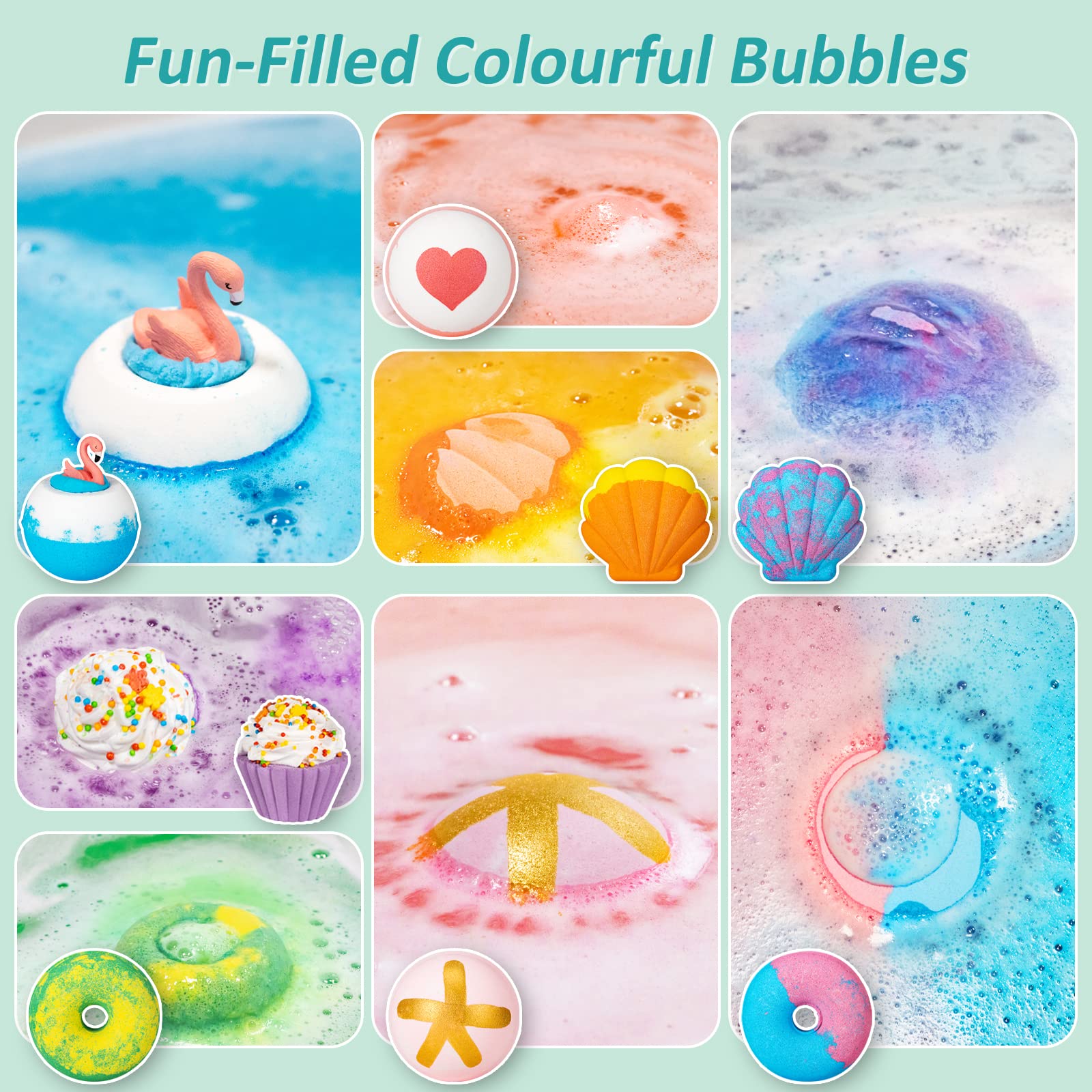 Aofmee Bath Bombs, 6pcs Bubble Bath Bomb for Girls, Handmade Fizzies Bathbombs for Women