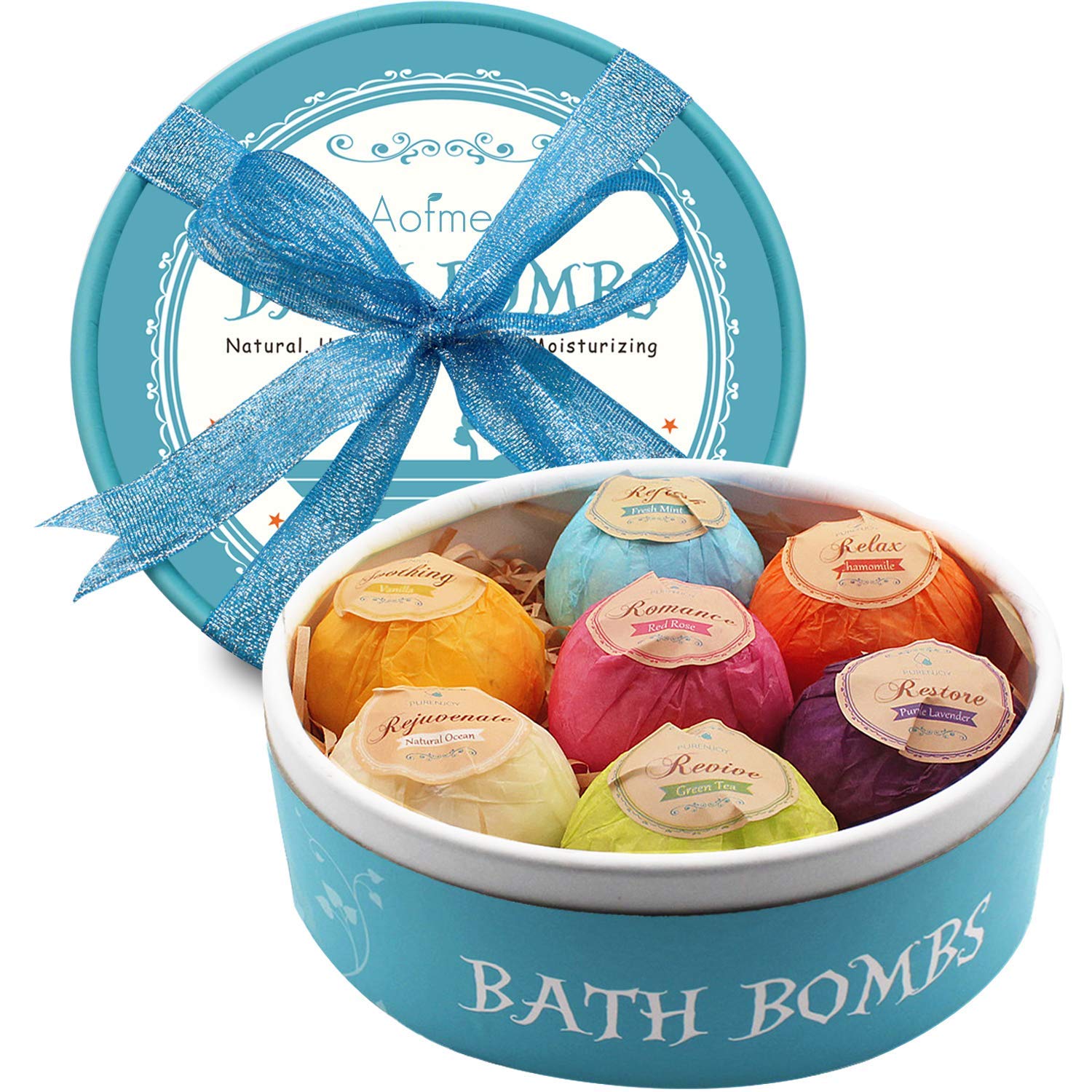 Aofmee Bath Bombs, 7pcs Bubble Bath Bombs for Women