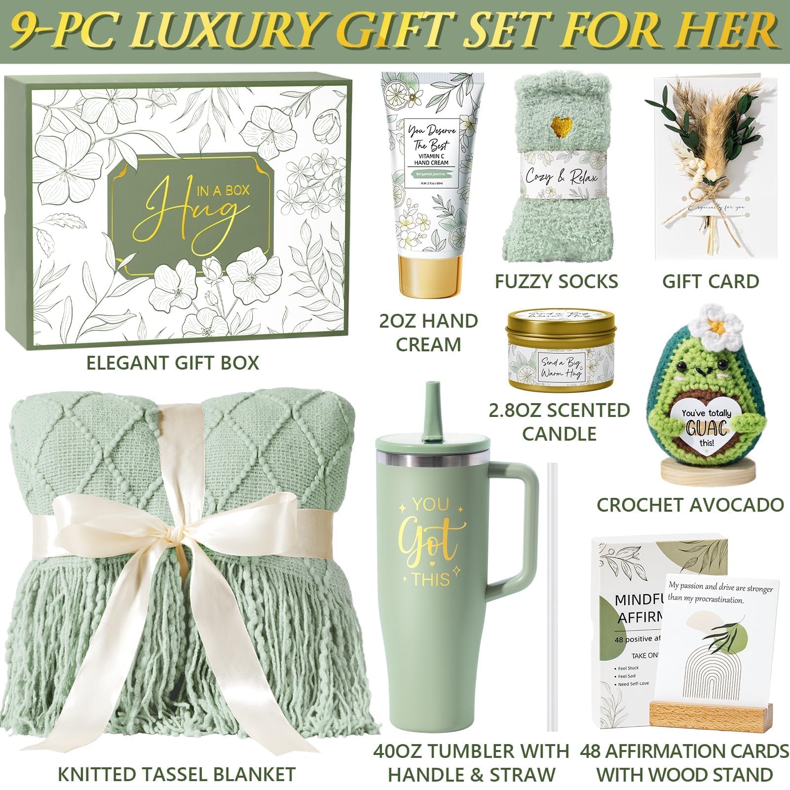 Luxury Gift Basket for Women Basket for Women – Luxury Self Care Spa Set with Blanket, Tumbler & Relaxing Essentials.
