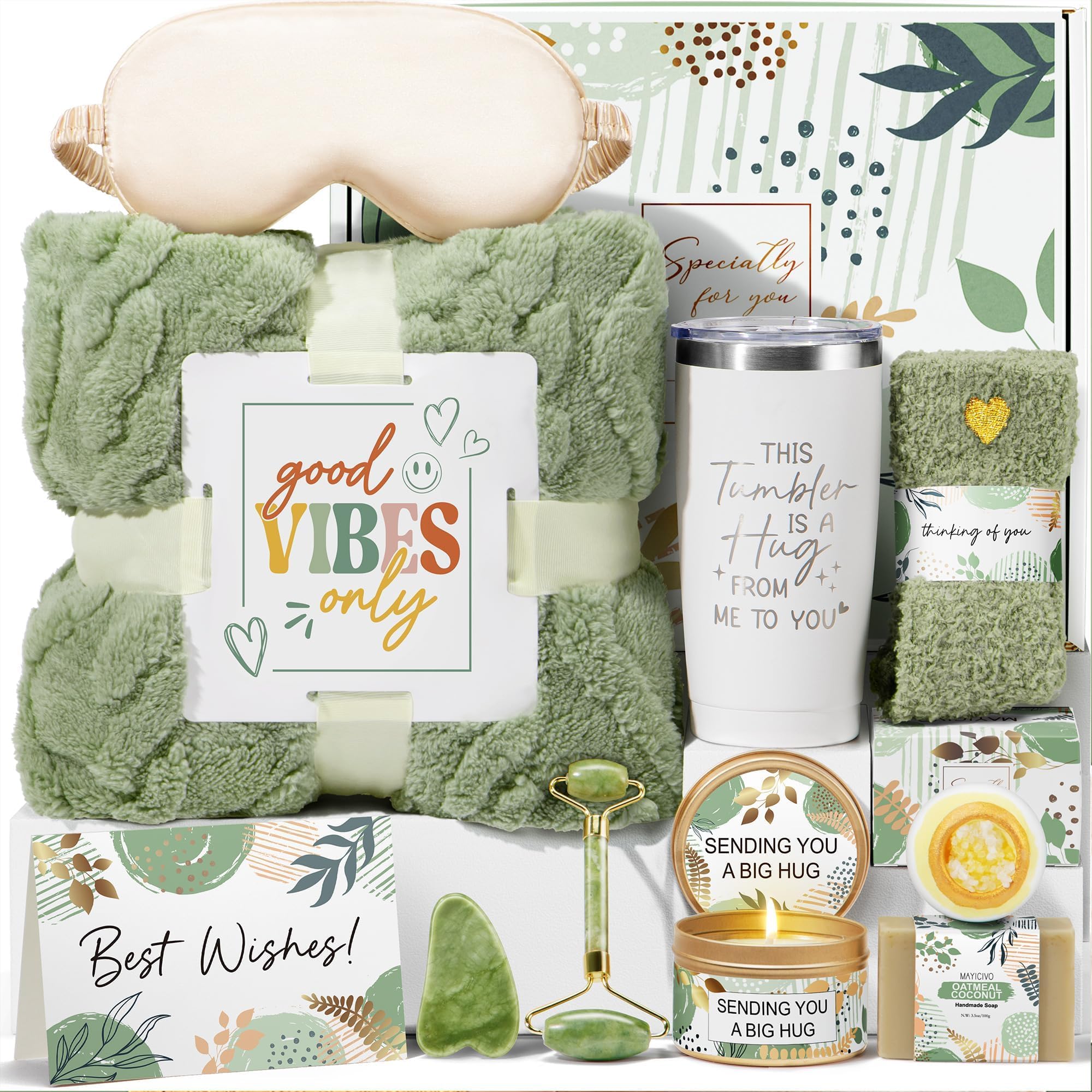 Spa Gift Basket for Women – Relaxing Self Care Gift Set with Blanket, Tumbler & Bath Essentials