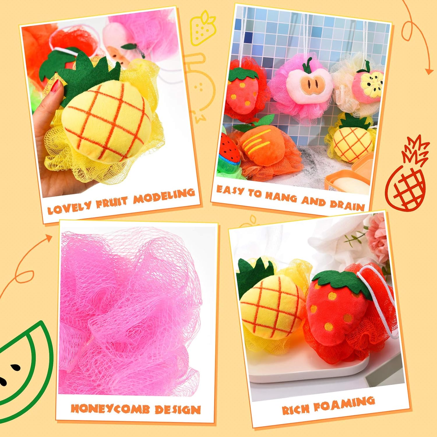 Fruit Bath Sponge Set (6-Pack)