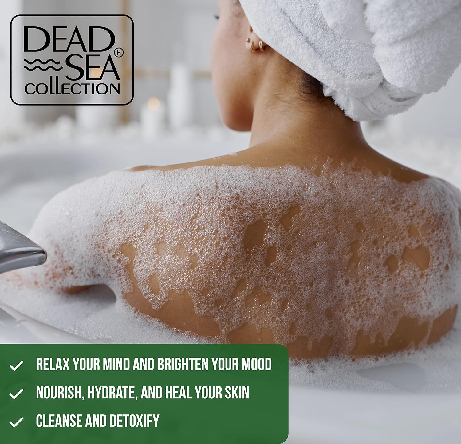Dead Sea Collection Bubble Bath for Women and Men - with Coconut Oil and Natural Minerals - Nourishing and Moisturizing Skin - Pack of 2 (67.6 fl.oz)