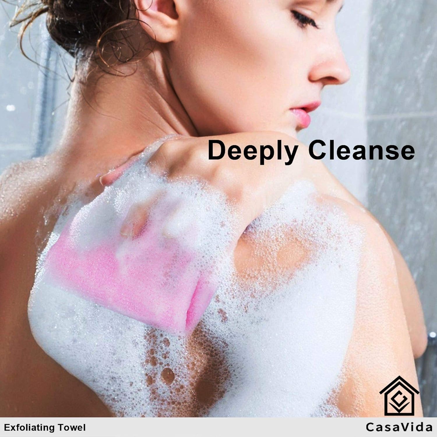 CasaVida Exfoliating Washcloth Back Scrubber for Shower Exfoliating Body Scrubber Japanese Beauty Washcloth African Net Sponge Bath Korean Loofah Towel Wash Cloth Body Shower Scrub Towel 3 Pack
