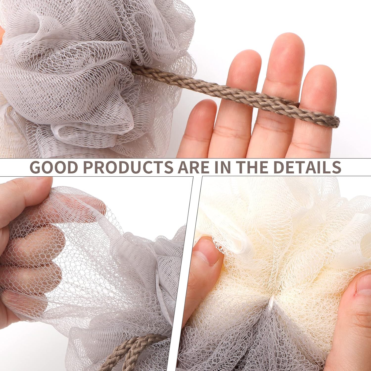 Soft Mesh Shower Loofah Sponge Set (4 Pack)