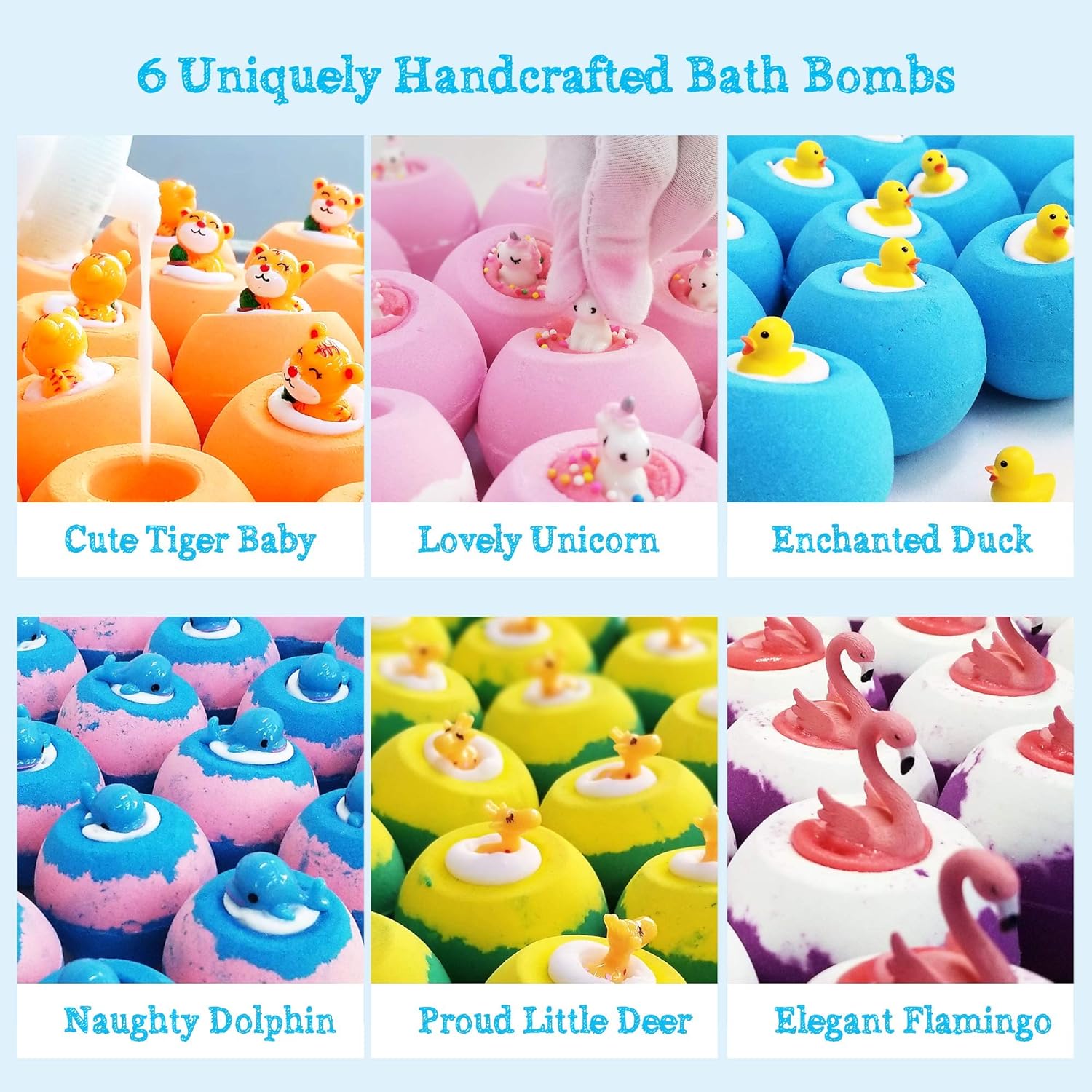 Aofmee Bath Bombs for Kids, Handmade Natural Bath Bombs with Surprise Inside, Shea Cocoa Butter Moisturize, Spa Fizzies Bath Bomb Kit, Birthday Christmas Holiday Gifts for Women, Girls, Boys