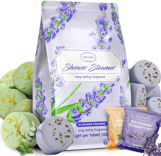 SWCANDY Shower Steamers Aromatherapy, 18 PCS Eucalyptus for Shower Christmas Stocking Stuffers for Women, Self Care & Spa Gifts with Lavender Natural Essential Oils