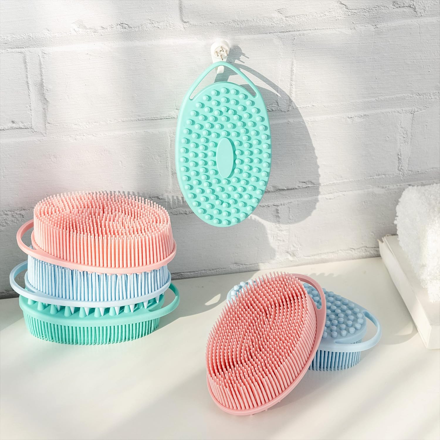 Premium Sensory Brush for Kids or Autism,Soft Silicone Body Scrubber,2 in 1 Sensory Room Occupational Therapy Sensory Brushes,Silicone Loofah,Pets Shower Brush Bath Brush Shampoo Brush(Whale-Teal)