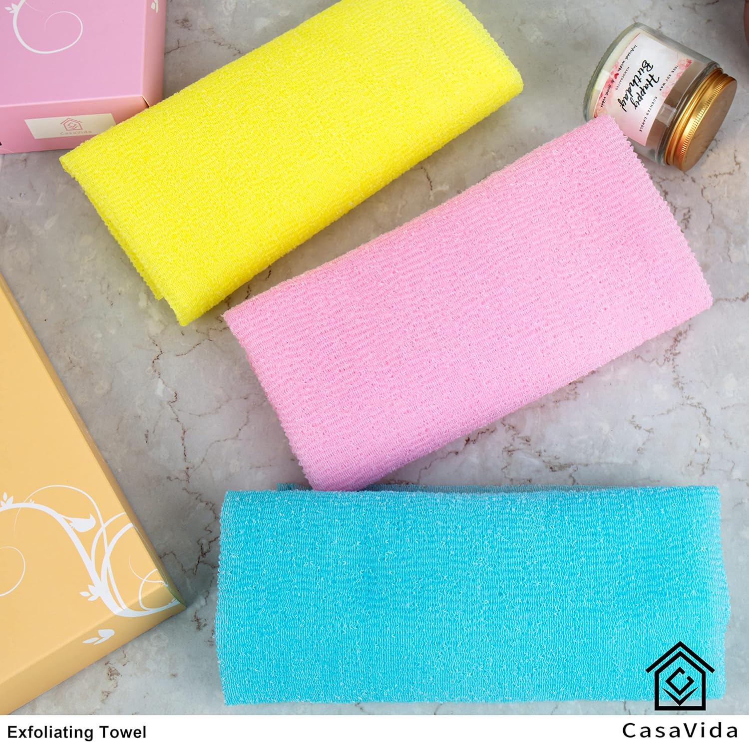 CasaVida Exfoliating Washcloth Back Scrubber for Shower Exfoliating Body Scrubber Japanese Beauty Washcloth African Net Sponge Bath Korean Loofah Towel Wash Cloth Body Shower Scrub Towel 3 Pack