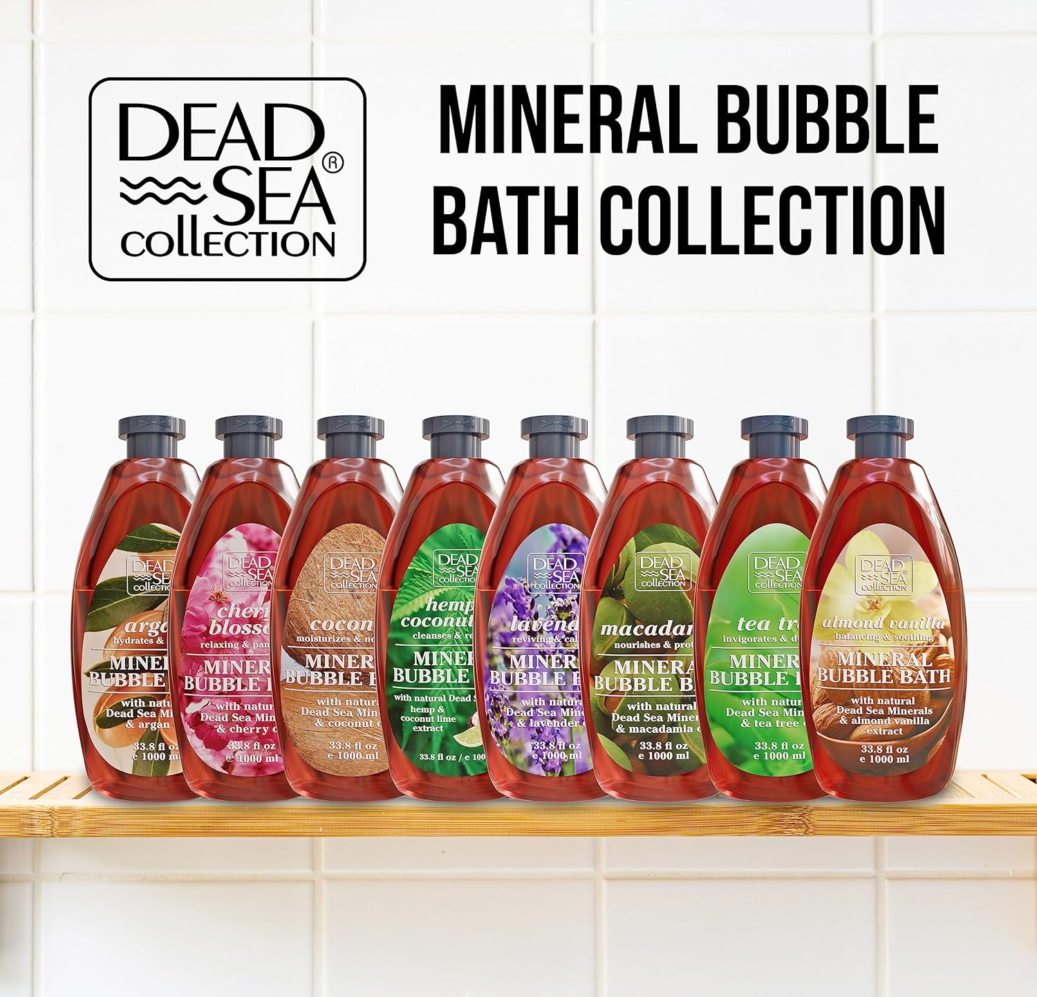 Dead Sea Collection Bubble Bath for Women and Men - with Coconut Oil and Natural Minerals - Nourishing and Moisturizing Skin - Pack of 2 (67.6 fl.oz)