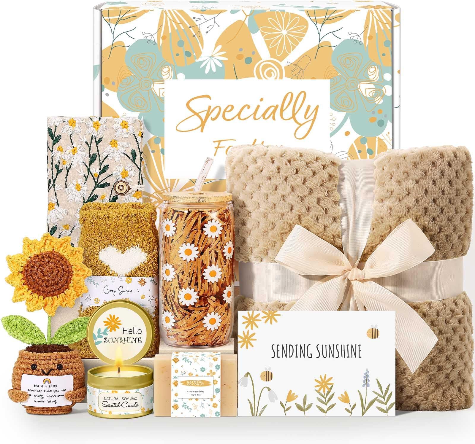 Comfort & Joy Gift Box for Women with Daisy Cup and Cozy Blanket